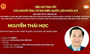 Phó Bí thư Đảng ủy MTTQ, các đoàn thể Trung ương Nguyễn Thái Học ứng cử Đại biểu Quốc hội tại tỉnh Đắk Lắk