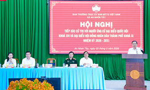 Chủ tịch Quốc hội Trần Thanh Mẫn dự Hội nghị tiếp xúc cử tri với người ứng cử đại biểu Quốc hội khóa XVI