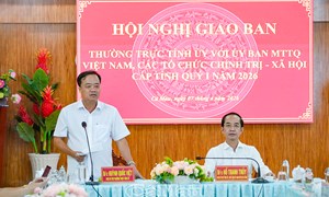 Cà Mau: Hội nghị giao ban của Thường trực Tỉnh ủy với Ủy ban MTTQ Việt Nam tỉnh
