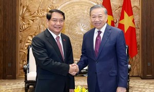 Tổng Bí thư, Chủ tịch nước Tô Lâm tiếp Bí thư Thành ủy, Chủ tịch HĐND thủ đô Vientiane