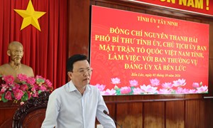 Tây Ninh: Chủ tịch Ủy ban MTTQ Việt Nam tỉnh làm việc với Đảng ủy xã Bến Lức