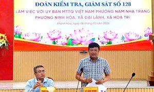 Đoàn kiểm tra, giám sát của Ủy ban Mặt trận Tổ quốc Việt Nam tỉnh Khánh Hòa làm việc với Mặt trận cơ sở
