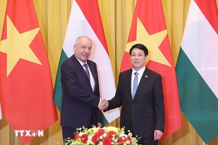 Chủ tịch nước Lương Cường hội đàm với Tổng thống Hungary