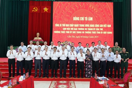 Tổng Bí thư làm việc với Ban Thường vụ Cần Thơ, Thường trực Sóc Trăng và Hậu Giang