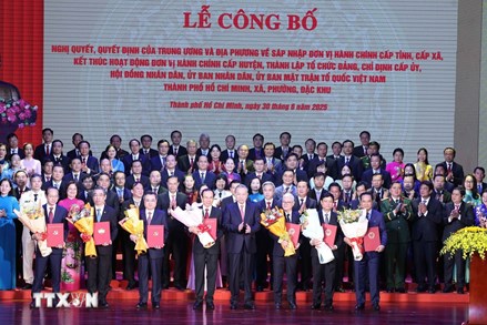 Tổng Bí thư Tô Lâm dự Lễ công bố Nghị quyết, quyết định thành lập Thành phố, Đảng bộ và lãnh đạo Thành phố Hồ Chí Minh 