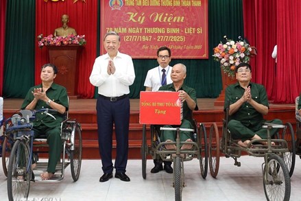 Tổng Bí thư Tô Lâm: Người có công là tài sản quý, là biểu tượng của ý chí, nghị lực Việt Nam