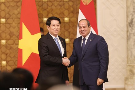 Chủ tịch nước Lương Cường hội đàm với Tổng thống Ai Cập
