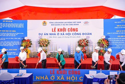 Phó Chủ tịch - Tổng Thư ký Nguyễn Thị Thu Hà dự Lễ khởi công dự án nhà ở xã hội Công đoàn tại Bắc Ninh