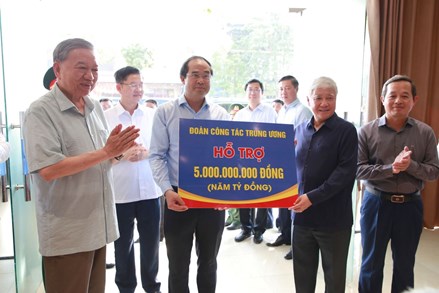 Tổng Bí thư Tô Lâm kiểm tra công tác khắc phục hậu quả bão, lụt tại Thái Nguyên 