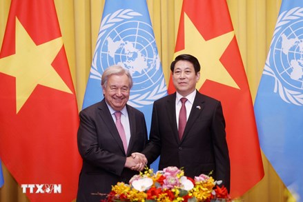 Chủ tịch nước Lương Cường hội đàm với Tổng Thư ký Liên hợp quốc