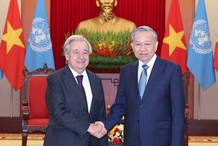 Tổng Bí thư Tô Lâm tiếp Tổng Thư ký Liên hợp quốc Antonio Guterres