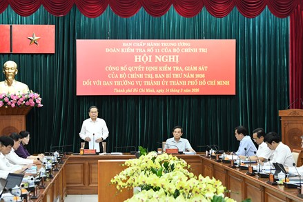 Chủ tịch Quốc hội Trần Thanh Mẫn chủ trì hội nghị công bố quyết định kiểm tra, giám sát với Ban Thường vụ Thành ủy Thành phố Hồ Chí Minh
