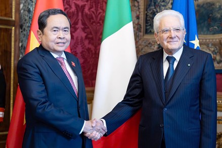 Chủ tịch Quốc hội Trần Thanh Mẫn hội kiến Tổng thống Italia Sergio Mattarella
