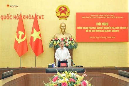 Thông qua dự thảo kết quả kiểm tra, giám sát đợt 3 đối với Ban Thường vụ Đảng ủy Quốc hội 