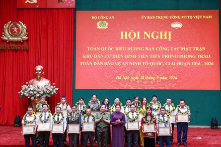 Biểu dương Ban Công tác Mặt trận khu dân cư điển hình tiên tiến trong phong trào “Toàn dân bảo vệ an ninh Tổ quốc”, giai đoạn 2016 - 2026