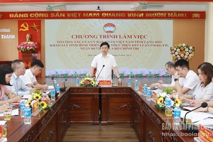 Lạng Sơn: Tổ công tác của Ban Thường trực Ủy ban MTTQ Việt Nam tỉnh làm việc với các phường