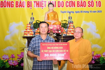 Giáo hội Phật giáo Việt Nam tỉnh Tuyên Quang phát động ủng hộ đồng bào các tỉnh bị thiệt hại do cơn bão số 10 gây ra
