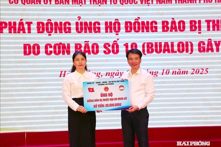 Hải Phòng: Ủy ban MTTQ Việt Nam thành phố ủng hộ đồng bào bị thiệt hại do bão số 10