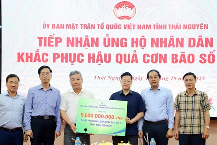 Thái Nguyên: Uỷ ban MTTQ Việt Nam tỉnh tiếp nhận nguồn lực ủng hộ khắc phục hậu quả bão số 11