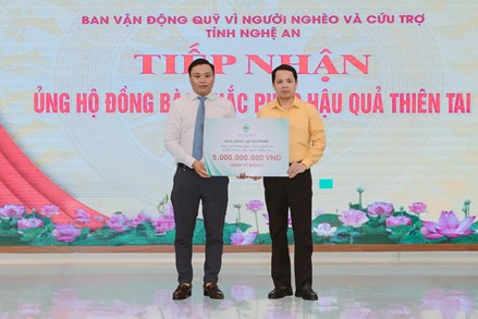 Nghệ An: Ủy ban MTTQ Việt Nam tỉnh tiếp nhận 5 tỷ đồng hỗ trợ người dân chịu thiệt hại, ảnh hưởng bởi cơn bão số 10