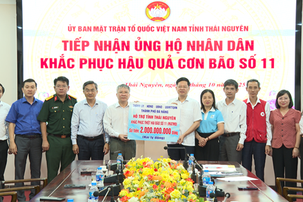 Đà Nẵng hỗ trợ Ủy ban MTTQ Việt Nam tỉnh Thái Nguyên 2 tỷ đồng khắc phục hậu quả thiên tai