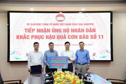 Quảng Ninh hỗ trợ Thái Nguyên 5 tỷ đồng khắc phục hậu quả bão số 11