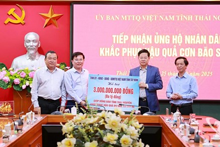 Tây Ninh hỗ trợ 3,3 tỷ đồng giúp Thái Nguyên khắc phục hậu quả bão lũ