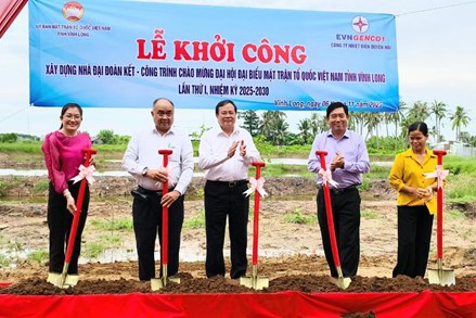 Vĩnh Long: Ủy ban MTTQ Việt Nam tỉnh khởi công 15 nhà đại đoàn kết cho hộ khó khăn