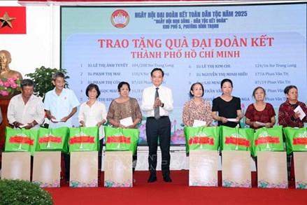 Bí thư Thành ủy TPHCM Trần Lưu Quang dự Ngày hội đại đoàn kết toàn dân tộc khu phố 5, phường Bình Thạnh