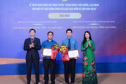 Trao giải Cuộc thi trực tuyến tìm hiểu Luật Công đoàn và Luật BHXH năm 2024