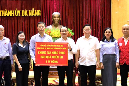 Tỉnh Thanh Hóa hỗ trợ Đà Nẵng 3 tỉ đồng khắc phục hậu quả thiên tai
