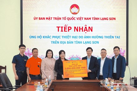 Lạng Sơn tiếp nhận 2 tỷ đồng hỗ trợ nhân dân khắc phục hậu quả thiên tai