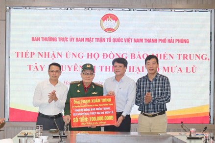 Hải Phòng: Tiếp nhận hơn 10,4 tỷ đồng ủng hộ đồng bào miền Trung – Tây Nguyên