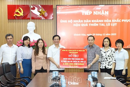 Khánh Hòa tiếp nhận 4,8 tỷ đồng hỗ trợ khắc phục hậu quả do mưa lũ