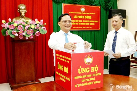 Đồng Nai: Ủy ban MTTQ Việt Nam tỉnh ủng hộ đồng bào bão lụt, Quỹ Vì người nghèo