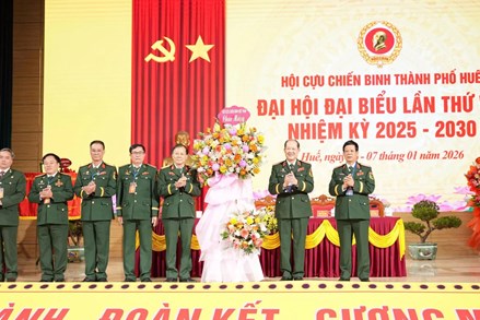 TP Huế: Đại hội đại biểu Hội Cựu chiến binh thành phố lần thứ VIII, nhiệm kỳ 2025- 2030