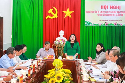 Vĩnh Long: Thường trực Tỉnh ủy làm việc với Ủy ban MTTQ Việt Nam tỉnh và các tổ chức chính trị - xã hội tỉnh