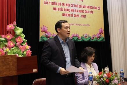 Hà Nội: Hội nghị lấy ý kiến cử tri nơi cư trú đối với người ứng cử đại biểu Quốc hội khóa XVI phường Xuân Đỉnh 