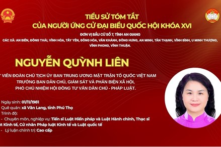 Bà Nguyễn Quỳnh Liên ứng cử Đại biểu Quốc hội Khóa XVI tại đơn vị bầu cử số 7, tỉnh An Giang 