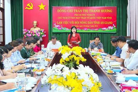 An Giang: Ban Thường trực Ủy ban MTTQ Việt Nam tỉnh làm việc với Hội Nông dân tỉnh