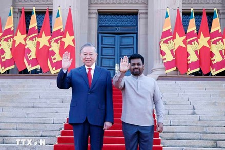 Lễ đón trọng thể Tổng Bí thư, Chủ tịch nước Tô Lâm thăm cấp Nhà nước Sri Lanka