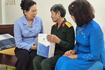 Phó Chủ tịch UBTW MTTQ Việt Nam, Chủ tịch Hội LHPN Việt Nam Lê Thị Thủy thăm, tặng quà người có công tại Đà Nẵng