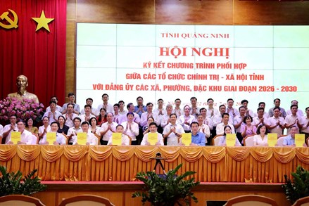 Quảng Ninh: Các tổ chức chính trị - xã hội tỉnh và Đảng ủy các xã, phường, đặc khu ký kết phối hợp