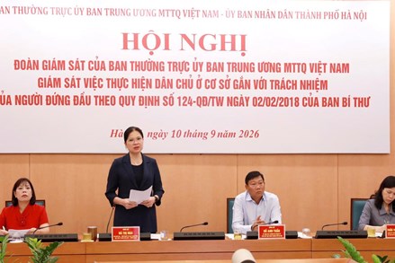 Phó Chủ tịch - Tổng Thư ký Ủy ban Trung ương MTTQ Việt Nam Hà Thị Nga làm việc với UBND thành phố Hà Nội
