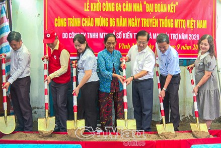 Cà Mau: Ủy ban MTTQ Việt Nam tỉnh tổ chức lễ khởi công 64 căn nhà Đại đoàn kết