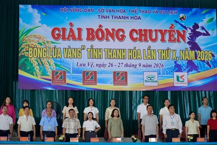 Phó Chủ tịch Trung ương Hội Nông dân Việt Nam tham dự Lễ khai mạc Giải Bóng chuyền “Bông lúa vàng” tỉnh Thanh Hóa lần thứ X năm 2026