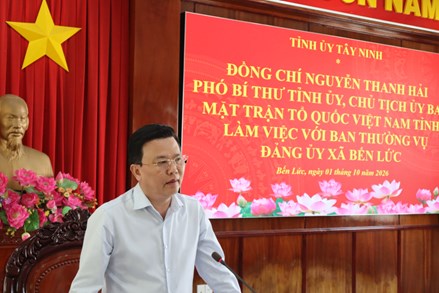Tây Ninh: Chủ tịch Ủy ban MTTQ Việt Nam tỉnh làm việc với Đảng ủy xã Bến Lức