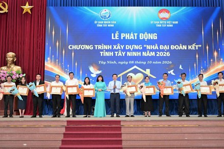 Tây Ninh: Ủy ban MTTQ Việt Nam tỉnh phát động Chương trình “Nhà Đại đoàn kết” tỉnh Tây Ninh năm 2026