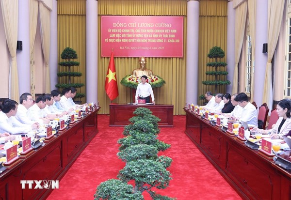Chủ tịch nước Lương Cường: Hợp nhất Hưng Yên và Thái Bình là lựa chọn có tính đột phá 