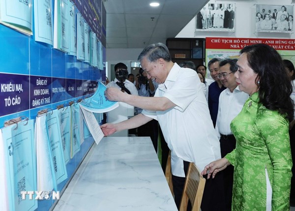 Tổng Bí thư Tô Lâm khảo sát thực tế mô hình tổ chức chính quyền địa phương 2 cấp tại TP Hồ Chí Minh